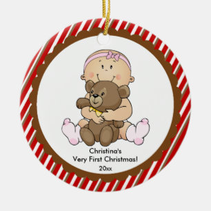 Baby with Bear Baby's First Christmas Ornament