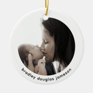 Baby with Mom Photo 1st Christmas Ceramic Ornament