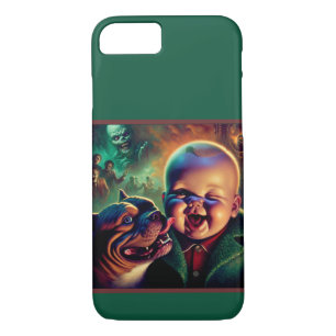 Baby with Pet Pitbull and Spooky Ghouls Case-Mate iPhone Case