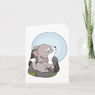 Baby Wolf Cub Howling At The moon Generic Any Use  Card