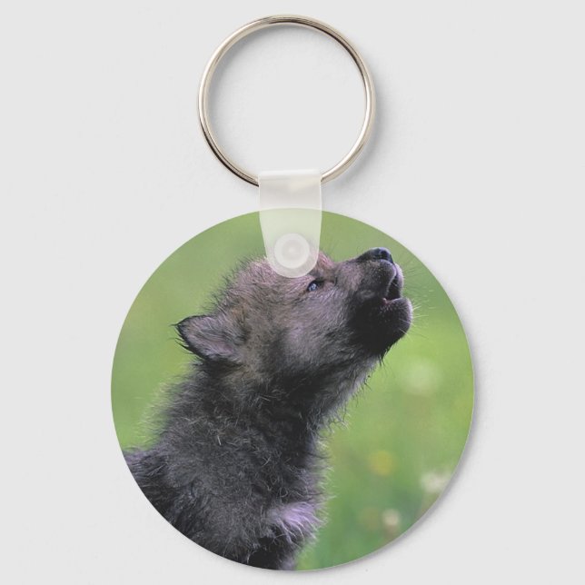 Baby Wolf Howls Keychain (Front)