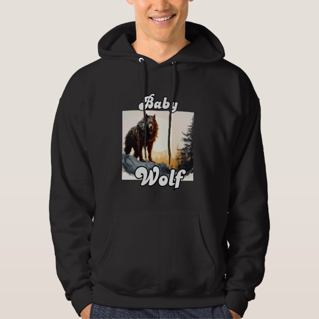 Baby Wolf Matching Tribe Wolves Moon Kids Camping Hoodie (Front)