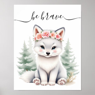 Baby Wolf Woodland Nursery Bravery Affirmation Poster