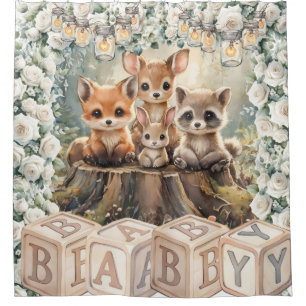 Baby Woodland Animals Shower Backdrop
