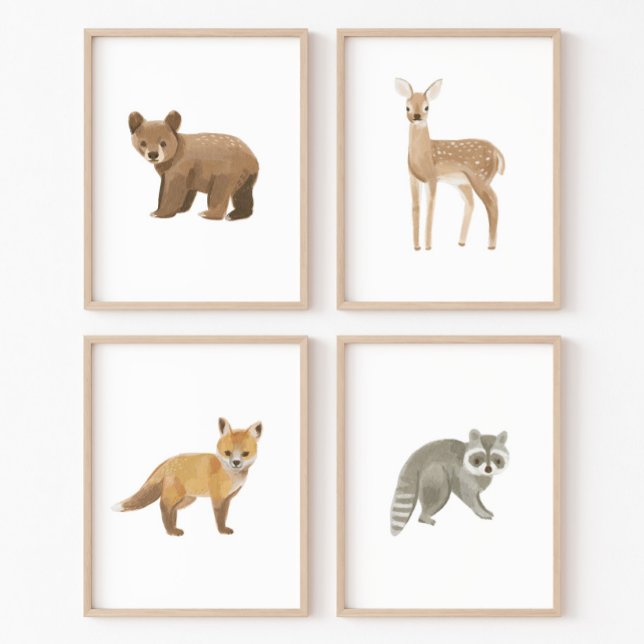 Baby Woodland Animaux Nursery Décor Set de 4 (Créateur téléchargé)