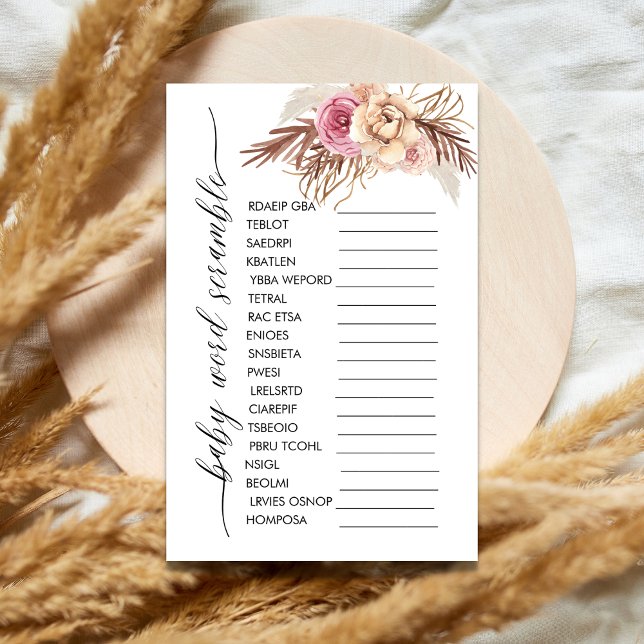 Baby Word Scramble Boho Dusty Rose Floral (Creator Uploaded)