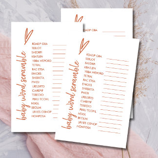 Baby Word Scramble Boho Heart Minimal Terracotta