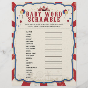 Baby Word Scramble [Circus Theme] Letterhead