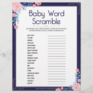 Baby Word Scramble [Floral Frame] Letterhead