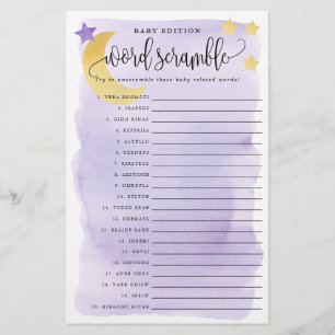 Baby Word Scramble Game Paper Cards-Purple