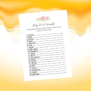 Baby Word Scramble Girl Teddy Bear Card