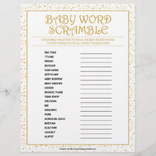 Baby Word Scramble [Golden Sparkles] Letterhead