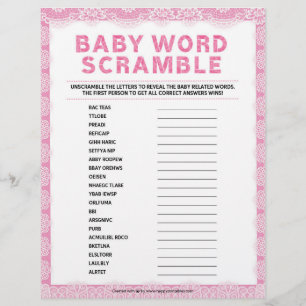 Baby Word Scramble [Luxury Lace [Pink]] Letterhead