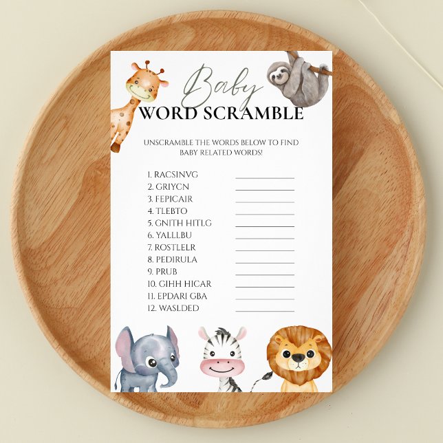 Baby Word Scramble Safari Animals Game Flyer (Creator Uploaded)