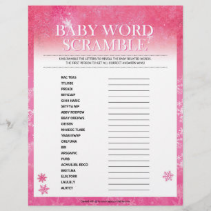 Baby Word Scramble [Snowy Pink] Letterhead