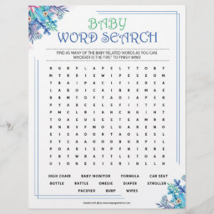 Baby Word Search [Blue Floral] Letterhead