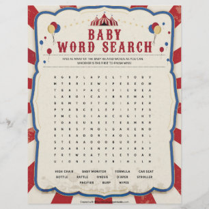 Baby Word Search [Circus Theme] Letterhead