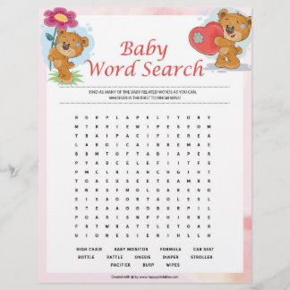 Baby Word Search [Teddy Bears] Letterhead