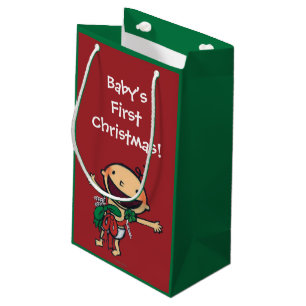 Baby Wrapped in Bows for Christmas Small Gift Bag