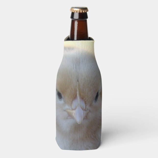 Baby Yellow Fuzzy Chicken, Bottle Cooler (Bottle Front)