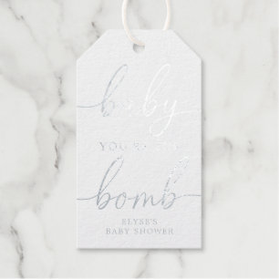 Baby You're The Bomb Silver Foil Favour Gift Tag