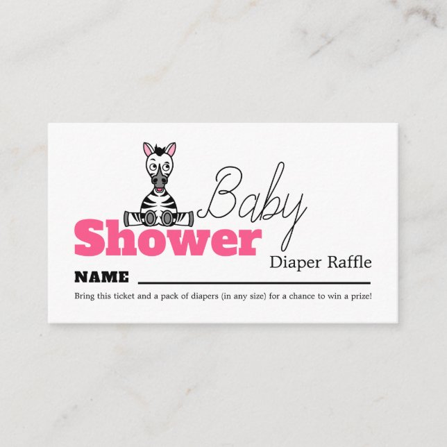 Baby Zebra, Baby Shower Diaper Raffle Enclosure Card (Front)