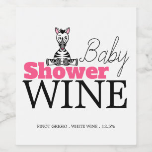 Baby Zebra, Baby Shower Wine Label
