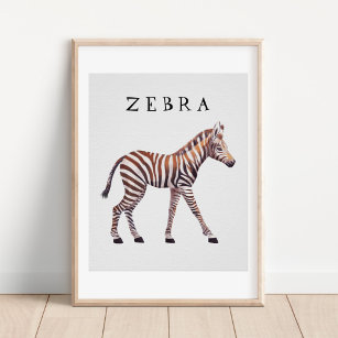 Baby Zebra Drawing Kids Poster 