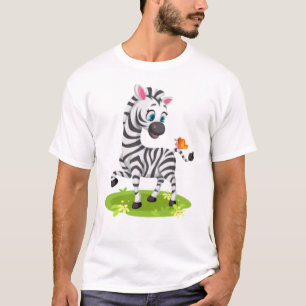 Baby Zebra Drawing Playing with Butterfly-23960 T-Shirt