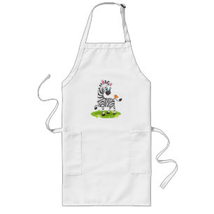 Baby Zebra Drawing Playing with Butterfly Long Apron