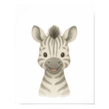 Baby Zebra Genre Neutre Safari Nursery Poster