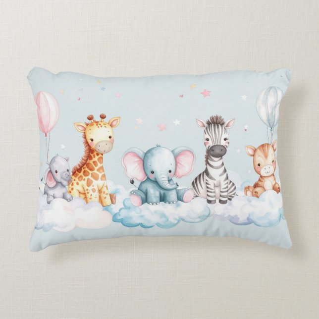 Baby Zebra with all his friends Accent Pillow (Front)