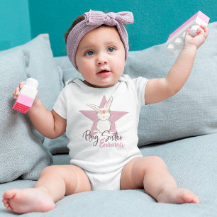 Babybody mit kleinem Hase "Big Sister" Baby Stramp Bodysuit
