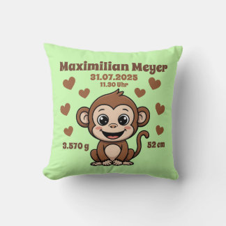 Babycushions for birth — monkey — personalizable. throw pillow