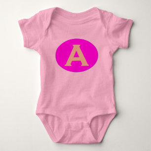 Babygrow. Design: Initial A - Pink background. Baby Bodysuit