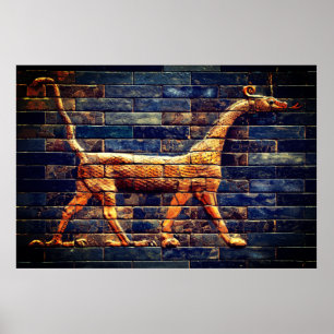 BABYLONIAN SNAKE DRAGONS Antique Assyrian Art  Poster