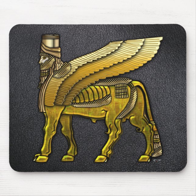 Babylonian Winged Bull Lamassu Mouse Pad (Front)