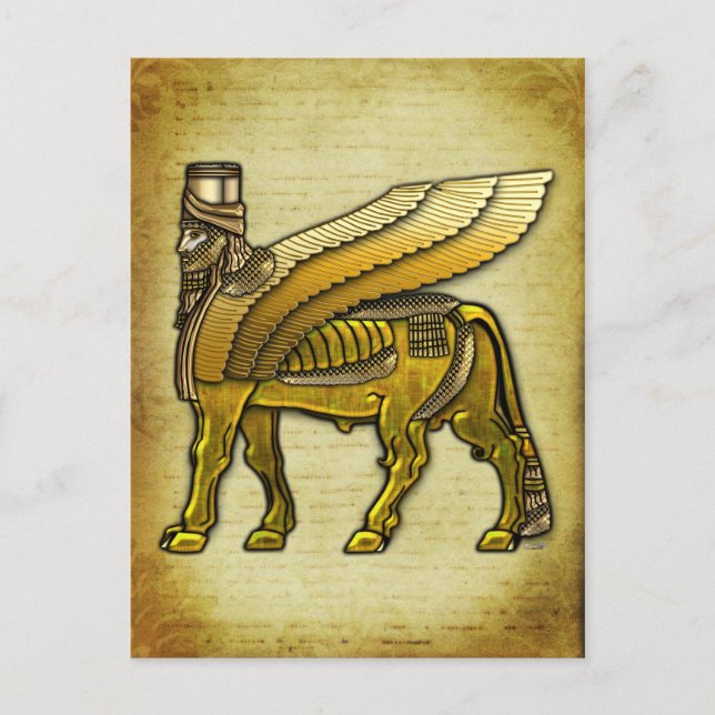 Babylonian Winged Bull Lamassu Postcard (Front)