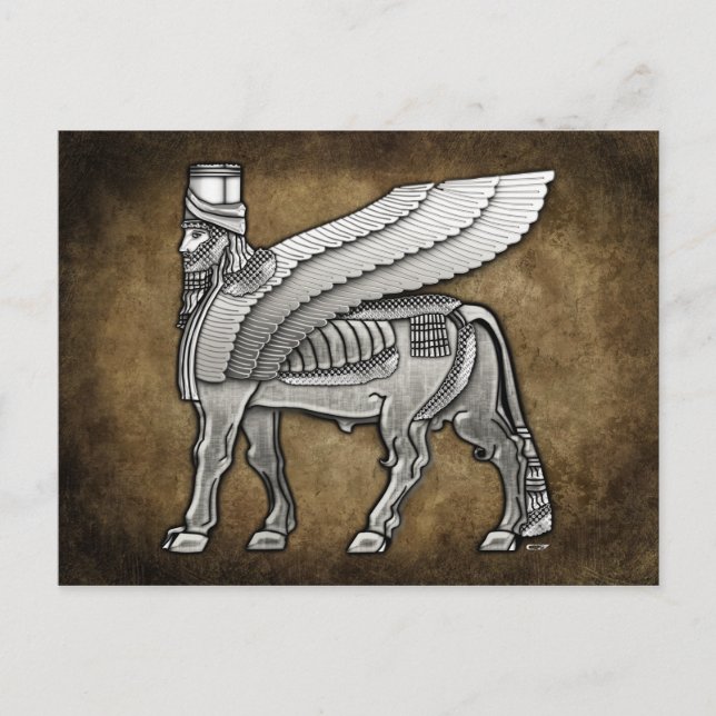 Babylonian Winged Bull Lamassu Postcard (Front)