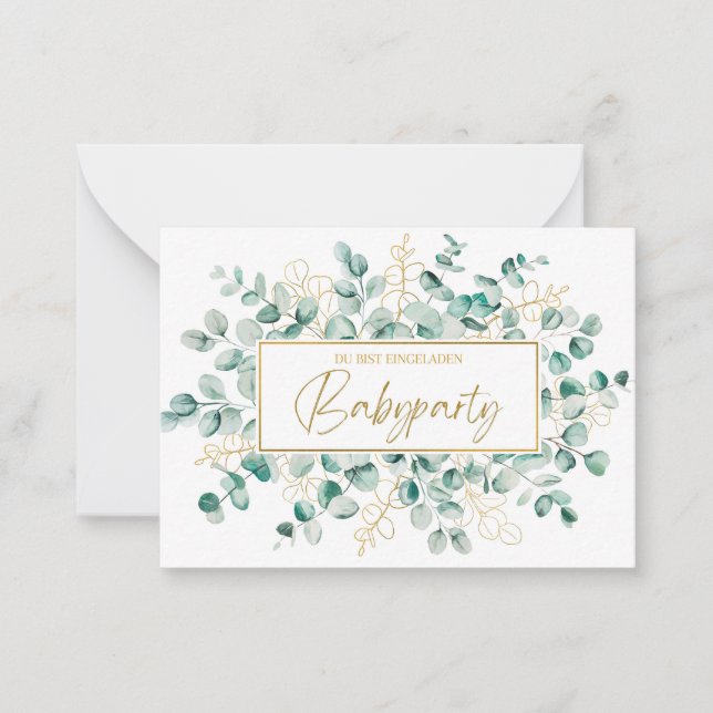 Babyparty invitation - Eucalyptus Green Baby Showe (Front)