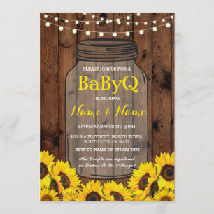 BaByQ Baby shower BBQ de tournesol Jar Invitation
