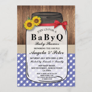 BABYQ Baby shower BBQ Party Couples Jar Invitation