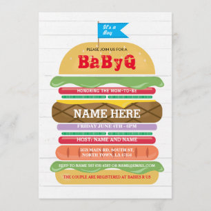 BaByQ BBQ Baby Shower Boy Couple's Shower Invite