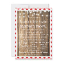BabyQ BBQ Wood Rustic Red Gingham Baby Shower