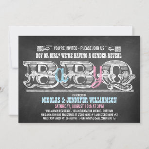 Babyq Gender Reveal Barbeque Invitations