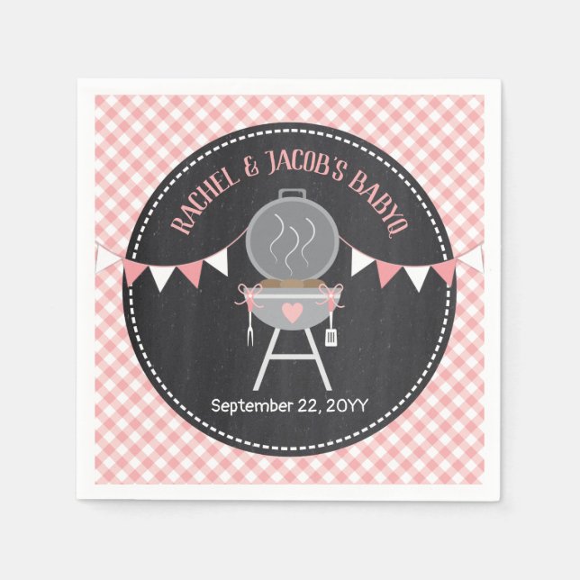 BABYQ Pink Bun in the Oven Baby Girl Shower Napkin (Front)