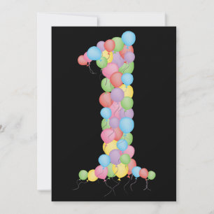 Baby's 1st Birthday Party Balloons Custom Invite
