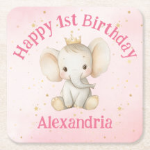 Baby's 1st birthday personalized princess elephant