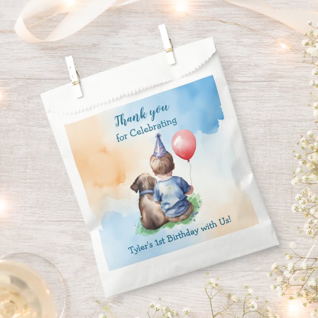 Baby's 1st Birthday | Thank You Birthday   Favour Bag (Clipped)
