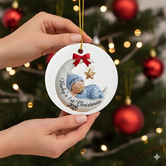Baby's 1st Christmas 2025 Ornament | Sleeping Moon (Creator Uploaded)